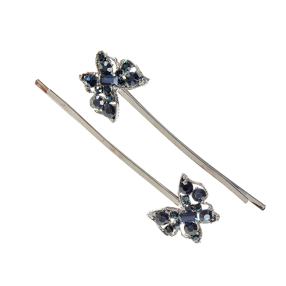 Set 2 agrafe fluture cu pietre albastre - 1 | YEO