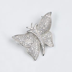 Brosa fluture din argint cu pietre zirconice