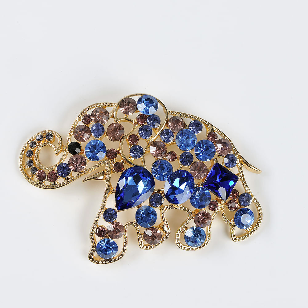 Brosa elefant cu pietre albastre Albastre