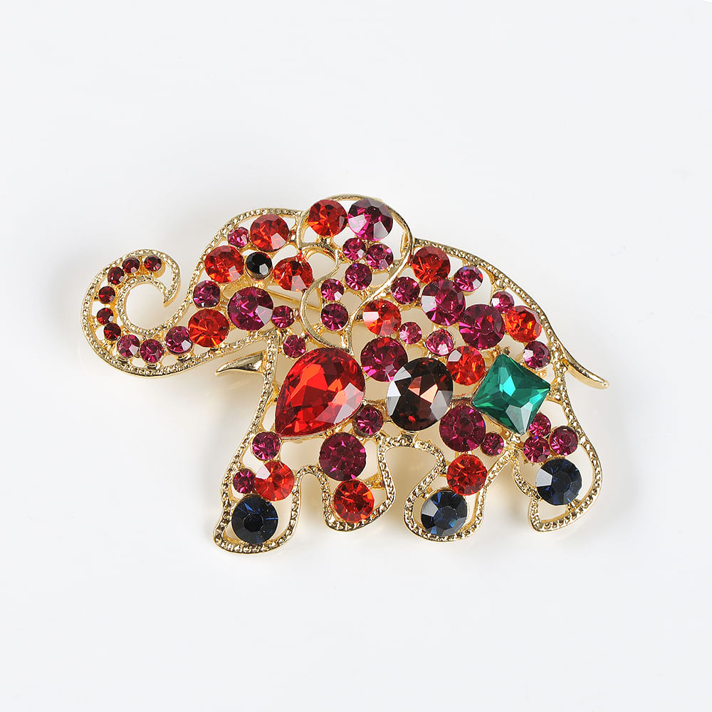 Brosa elefant cu pietre rosii Brosa