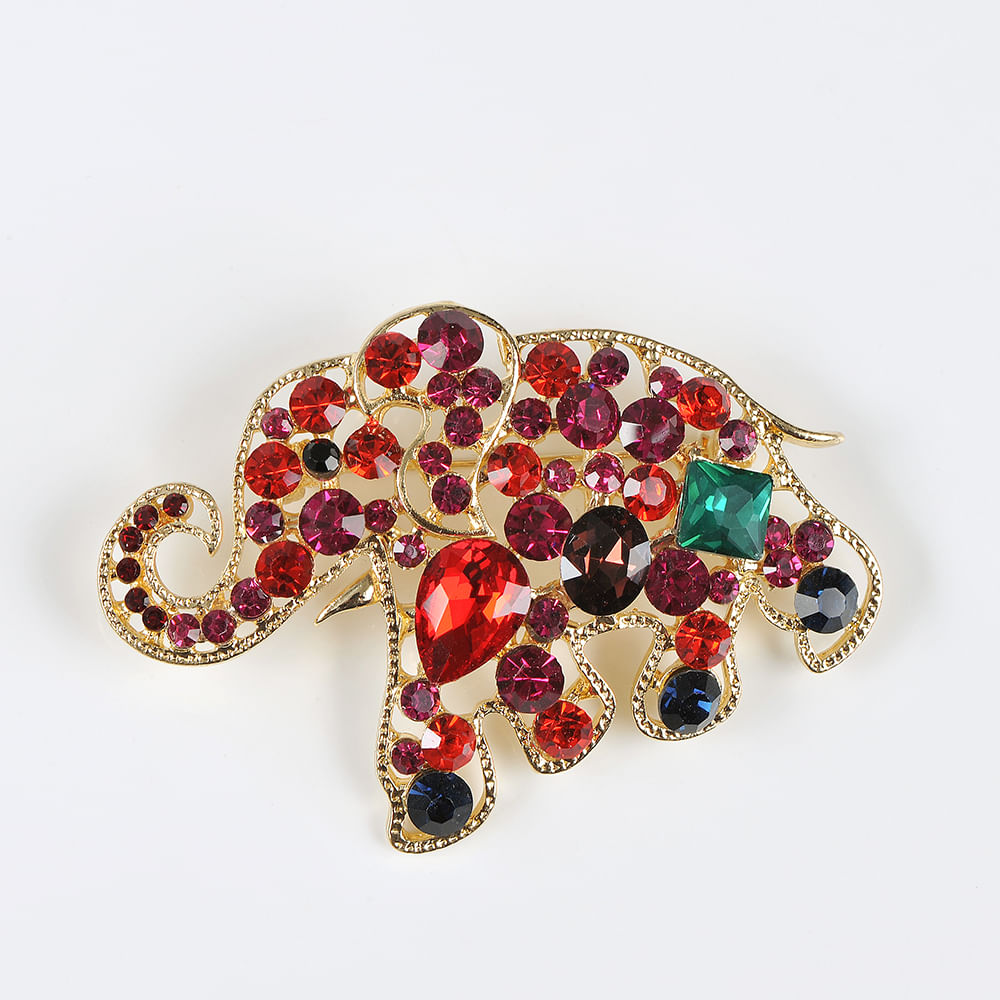 Brosa elefant cu pietre rosii - 1 | YEO