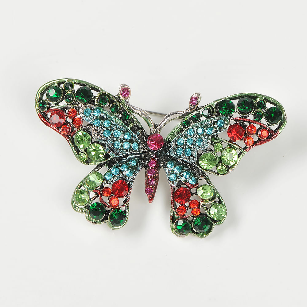 Brosa fluture decorat cu pietre multicolore Brosa