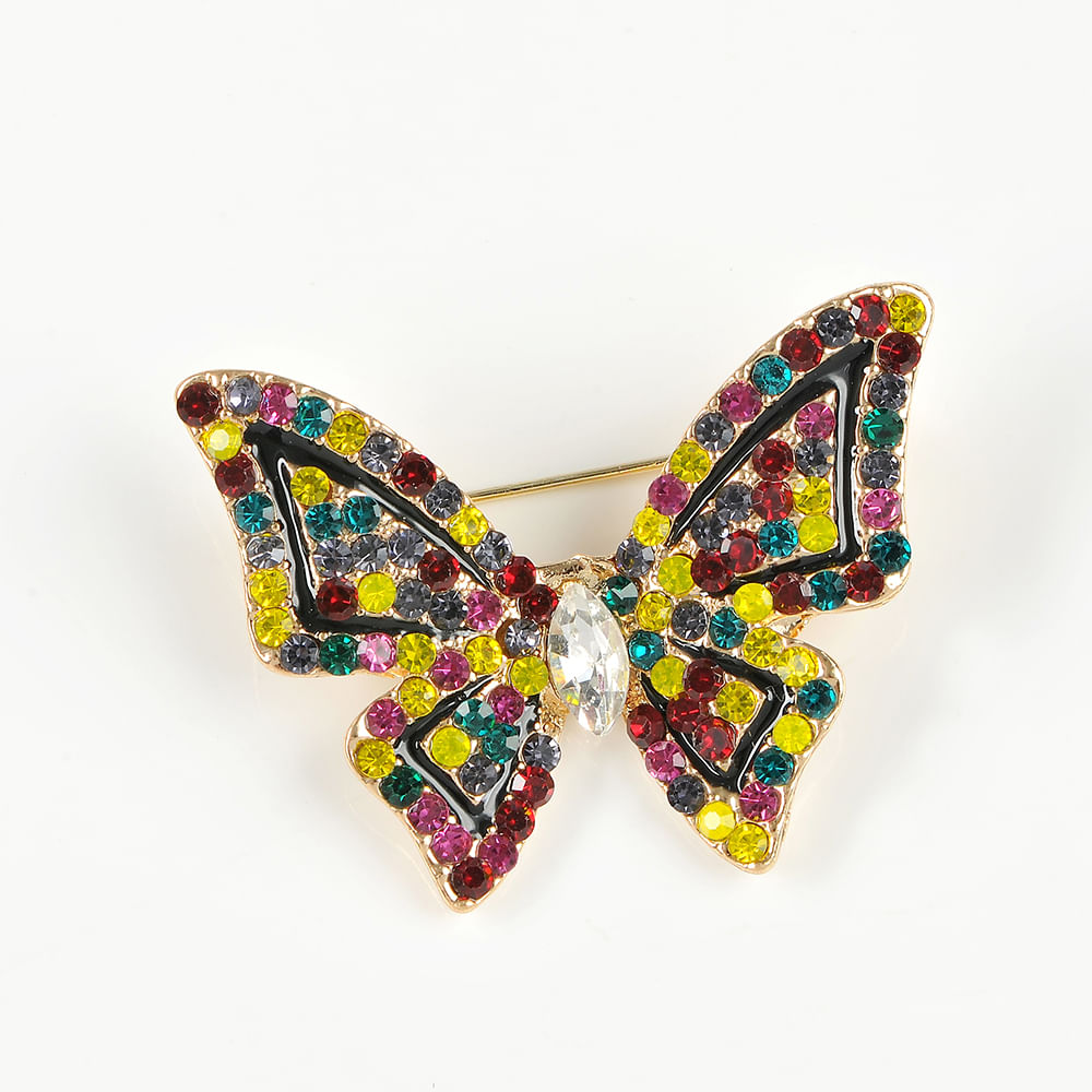 Brosa fluture decorat cu pietre multicolore Brosa