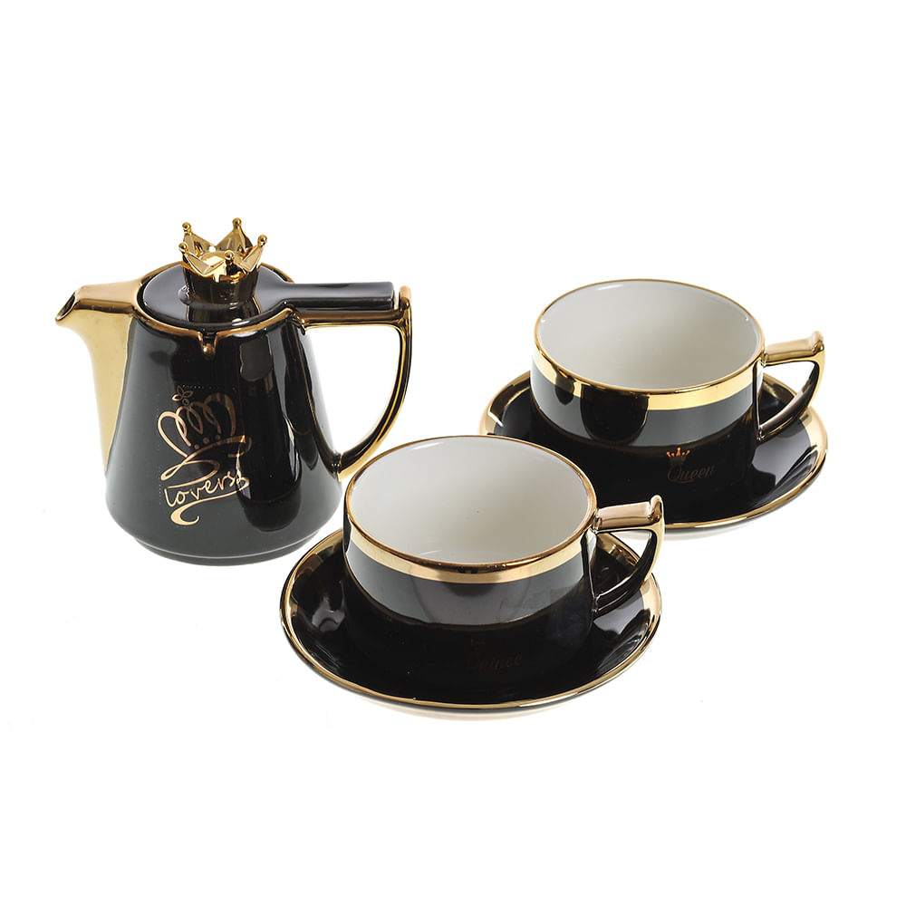 Set negru  din ceramica pentru ceai