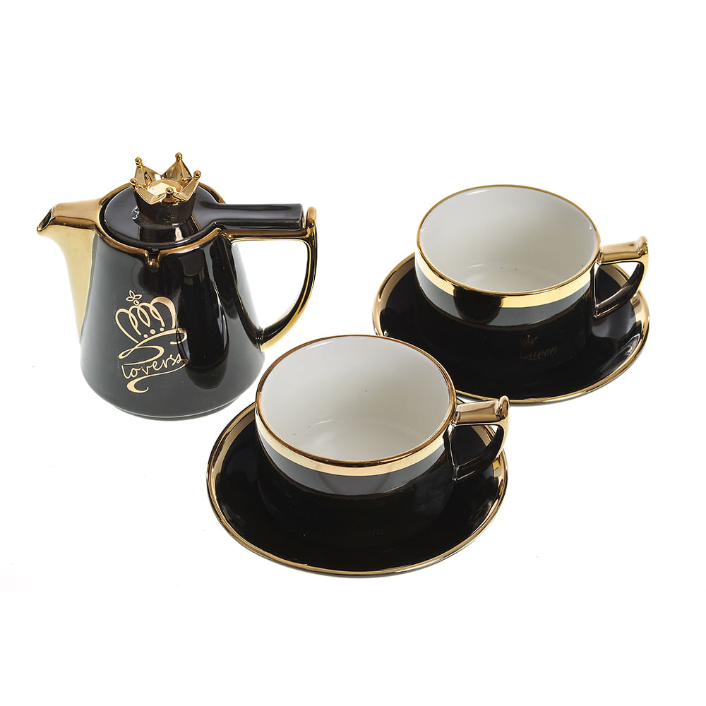 Set negru din ceramica pentru ceai - 1 | YEO