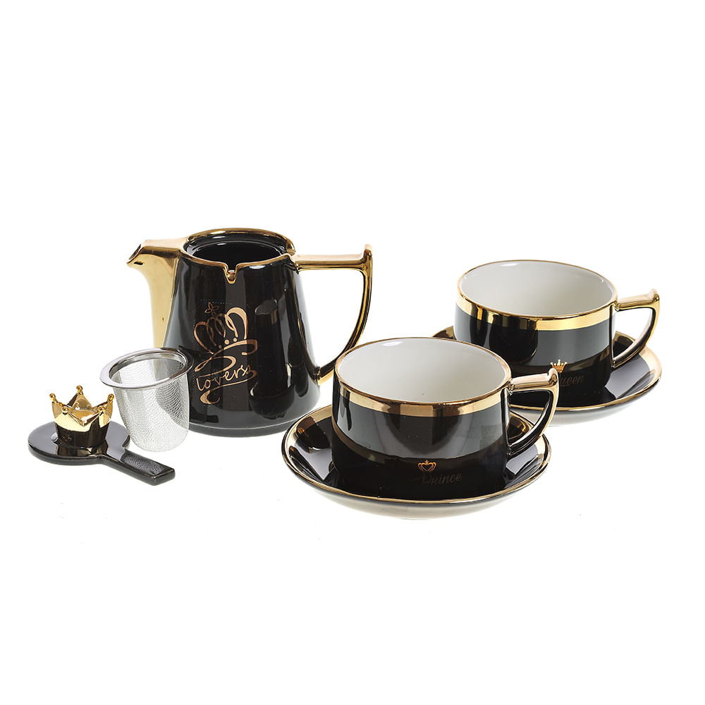 Set negru din ceramica pentru ceai - 2 | YEO