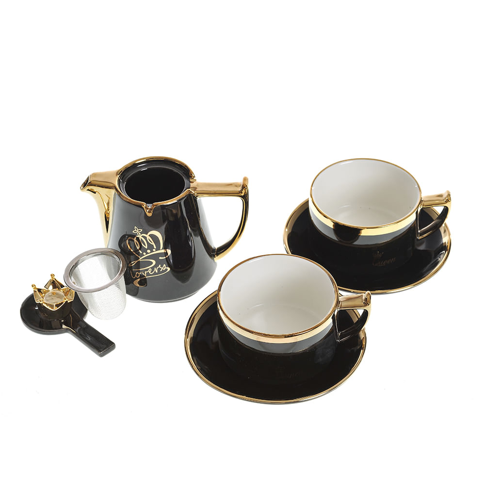 Set negru din ceramica pentru ceai - 3 | YEO