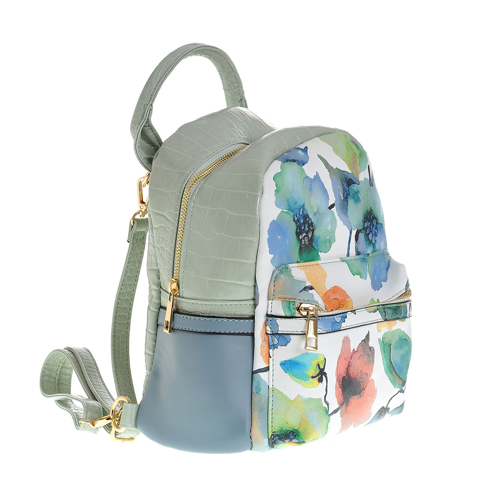 Rucsac verde cu flori - 1 | YEO