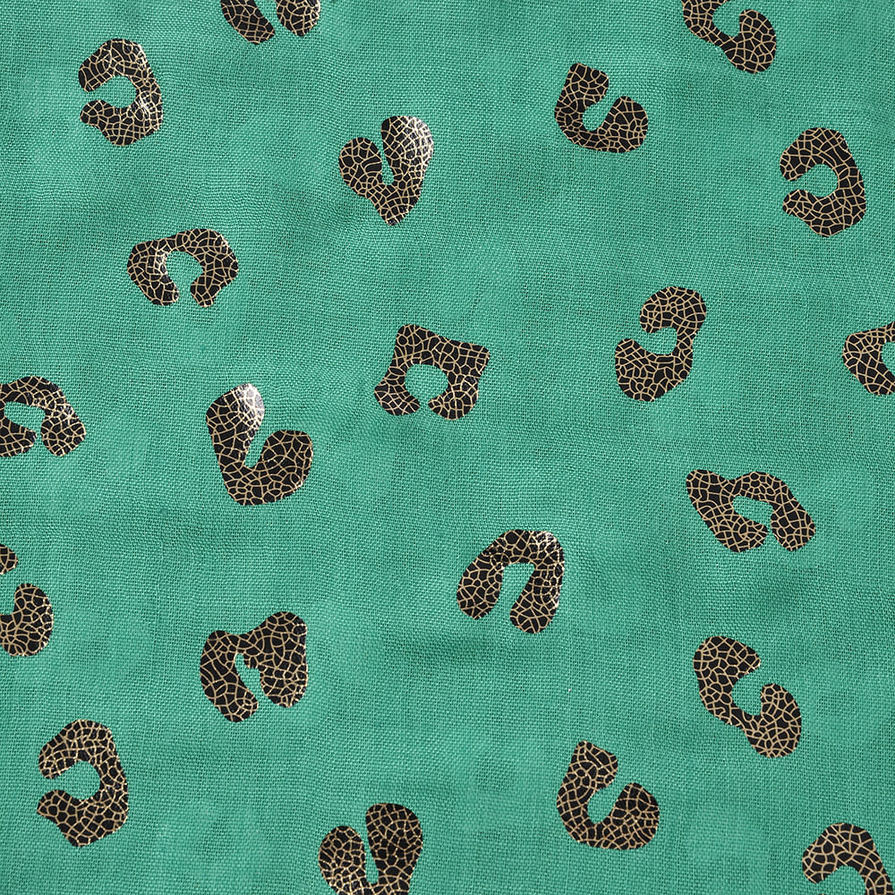 Esarfa verde cu imprimeu animal print - 1 | YEO