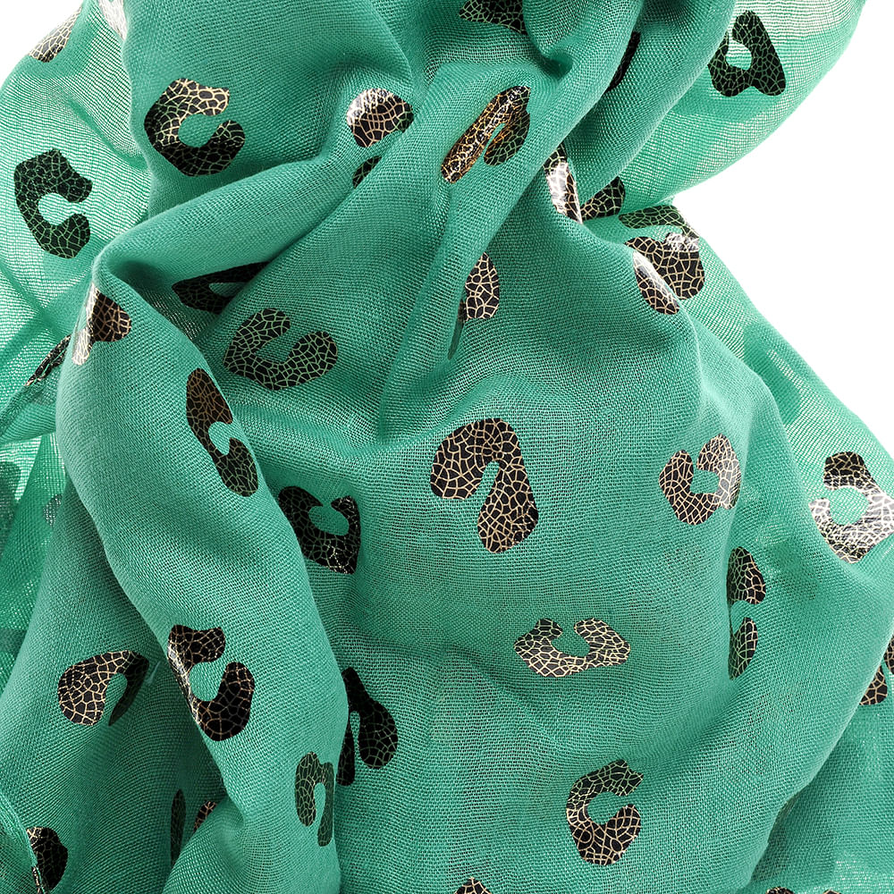 Esarfa verde cu imprimeu animal print - 2 | YEO