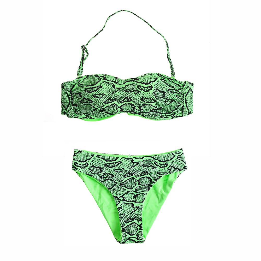 Sutien de baie verde cu model animal print - 3 | YEO