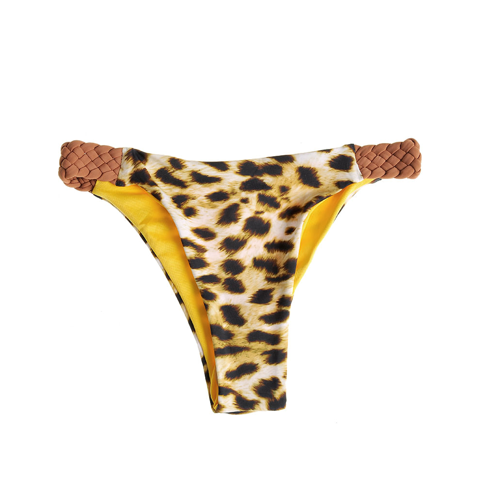 Slip galben cu model animal print