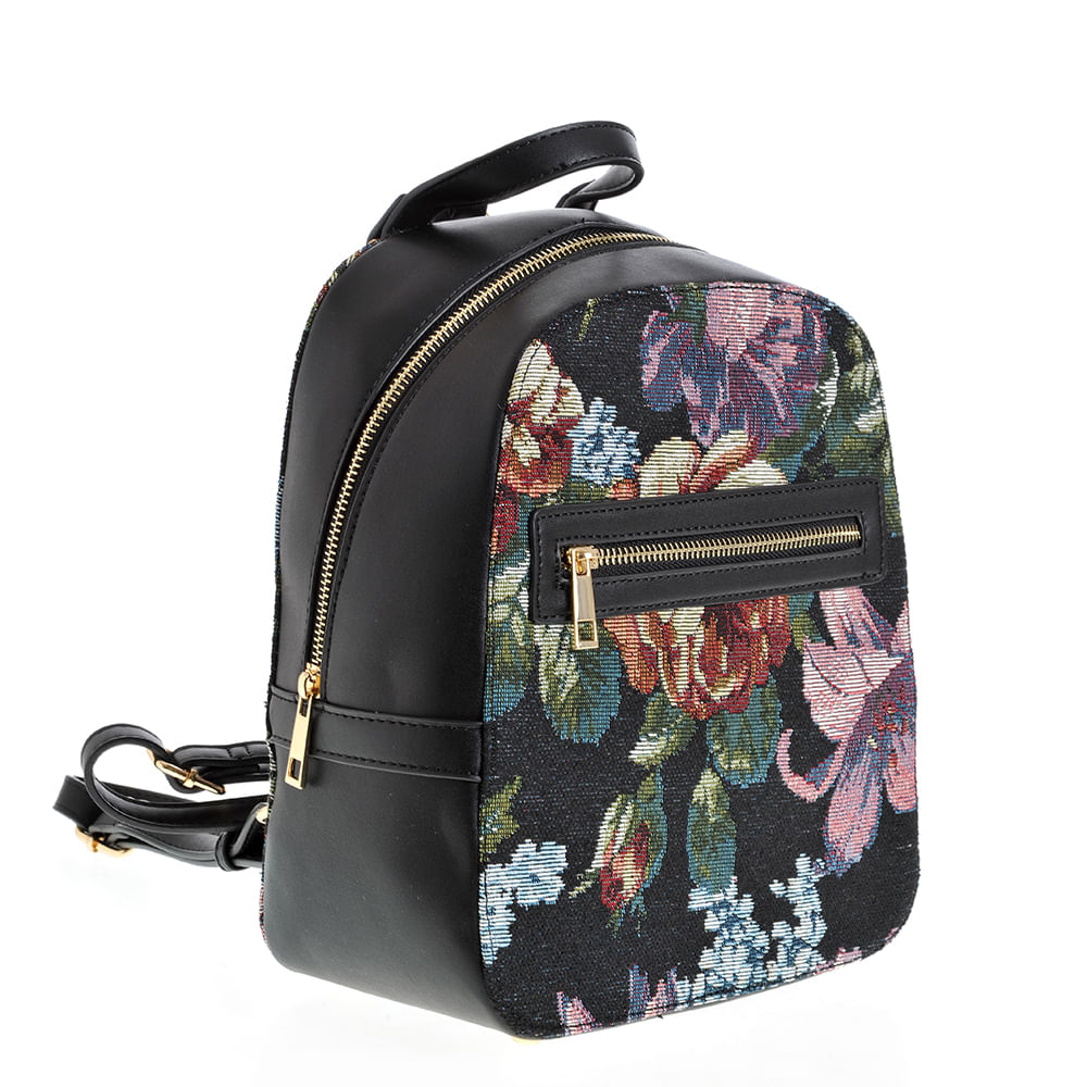 Rucsac negru cu model floral - 1 | YEO