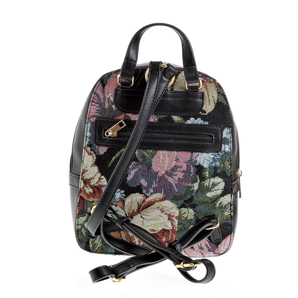 Rucsac negru cu model floral - 2 | YEO