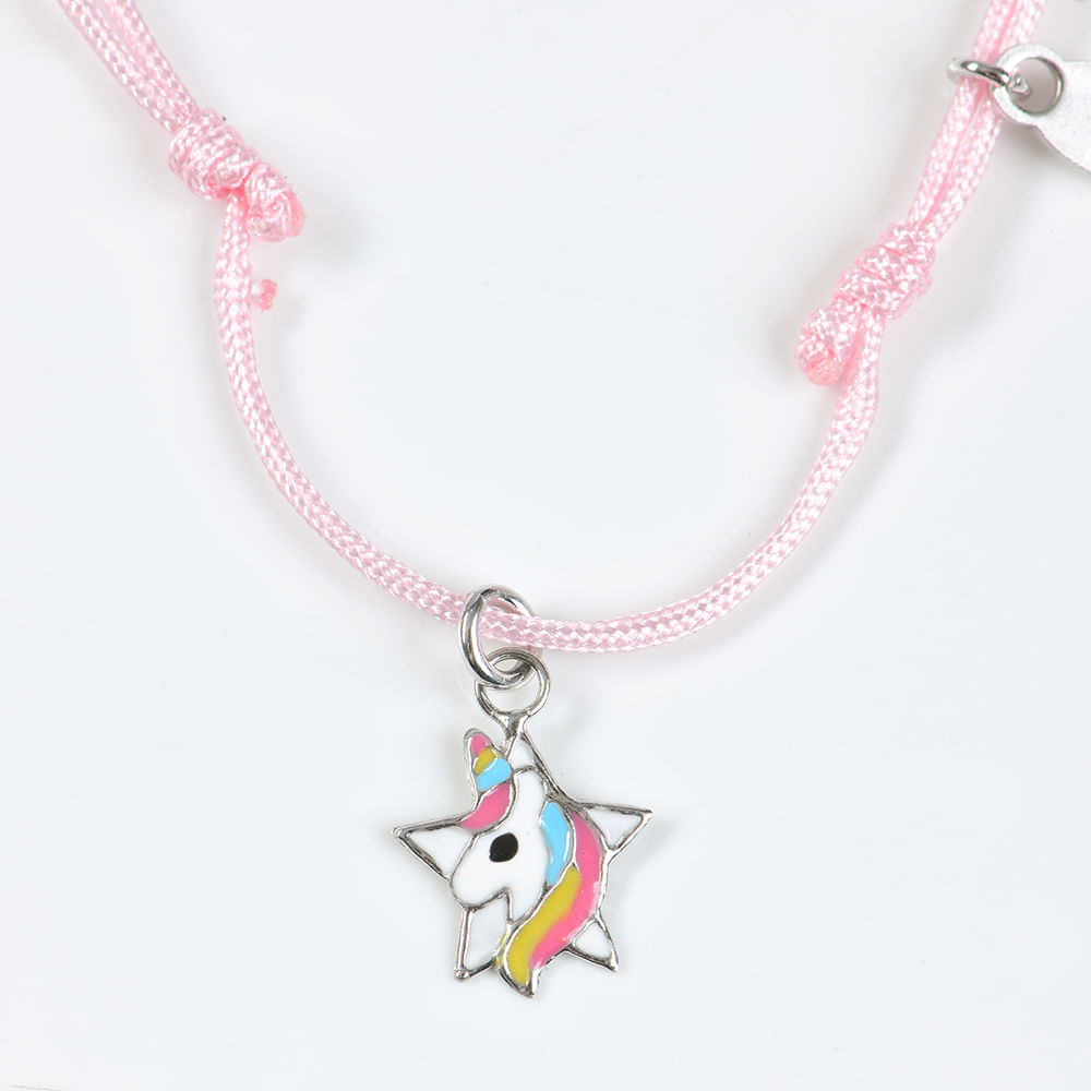 Colier roz cu pandantiv stea cu unicorn - 2 | YEO