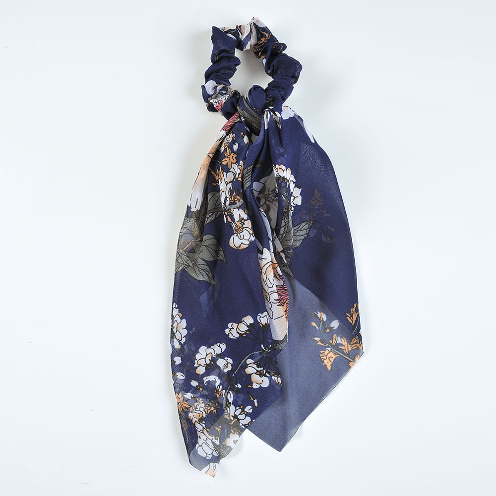 Elastic bleumarin cu imprimeu floral