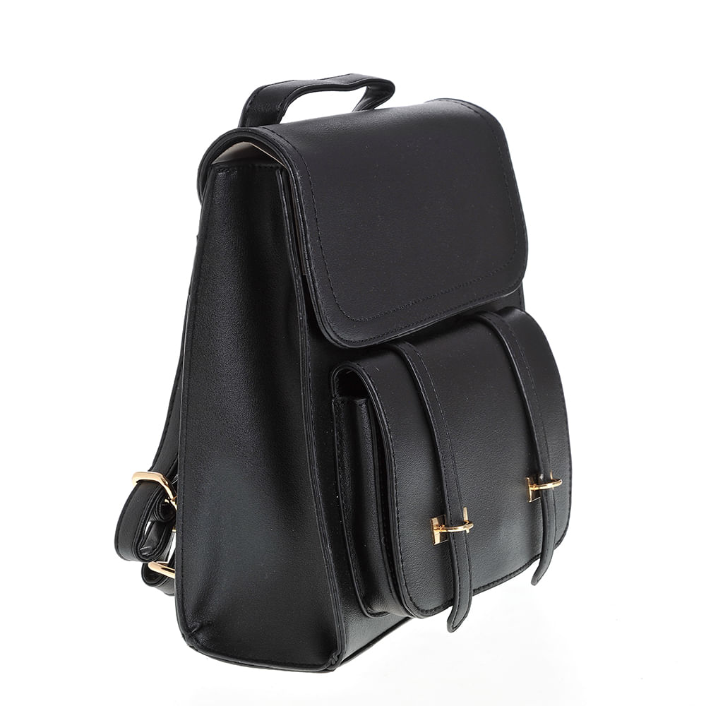 Rucsac negru din piele ecologica cu buzunare - 1 | YEO