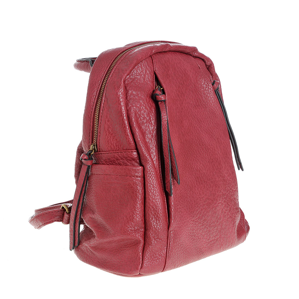 Rucsac rosu din piele ecologica cu buzunare multiple - 1 | YEO