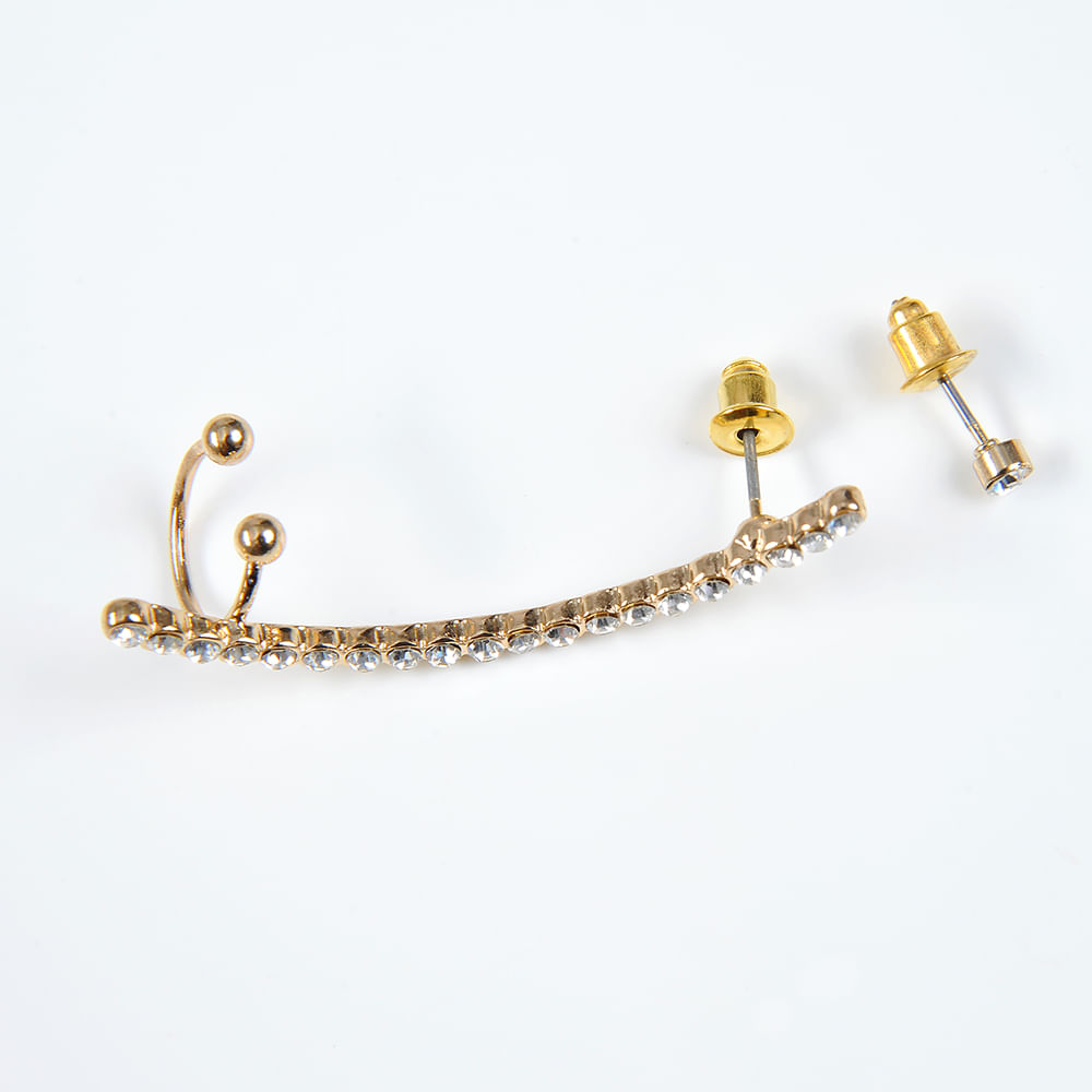 Cercei ear cuff cu pietre albe - 1 | YEO