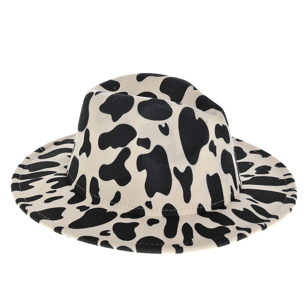 Palarie fedora cu model animal print - 1 | YEO