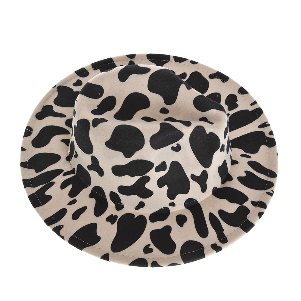 Palarie fedora cu model animal print - 2 | YEO