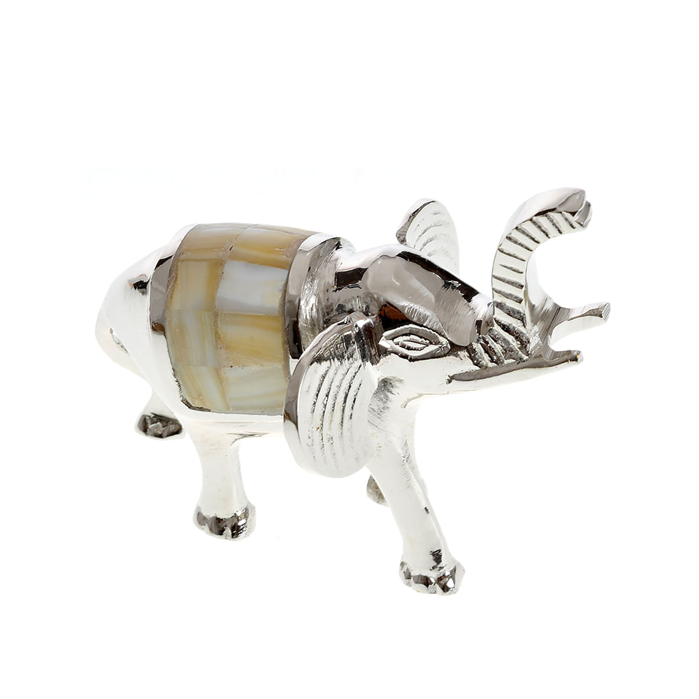 Statueta elefant din metal si sidef 14X13 cm - 1 | YEO