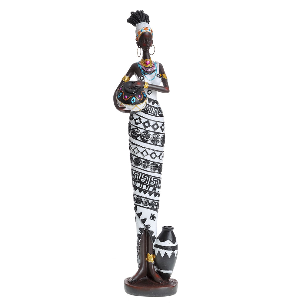 Statueta femeie africana cu ulcior 57 cm image