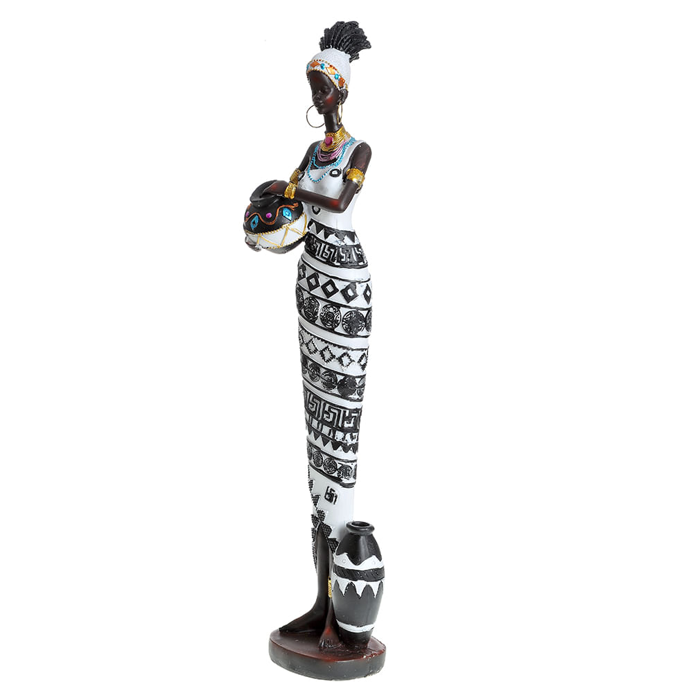 Statueta femeie africana cu ulcior 57 cm image2