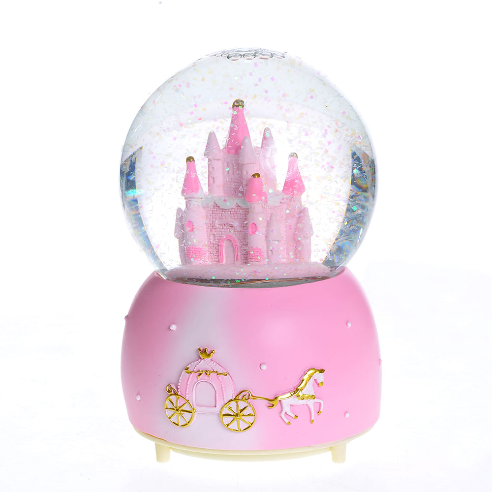 Glob muzical castel roz 15 cm