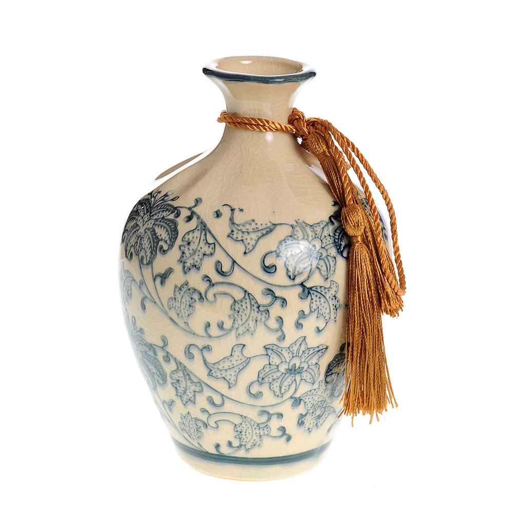 Vaza din ceramica cu model floral 17 cm image0