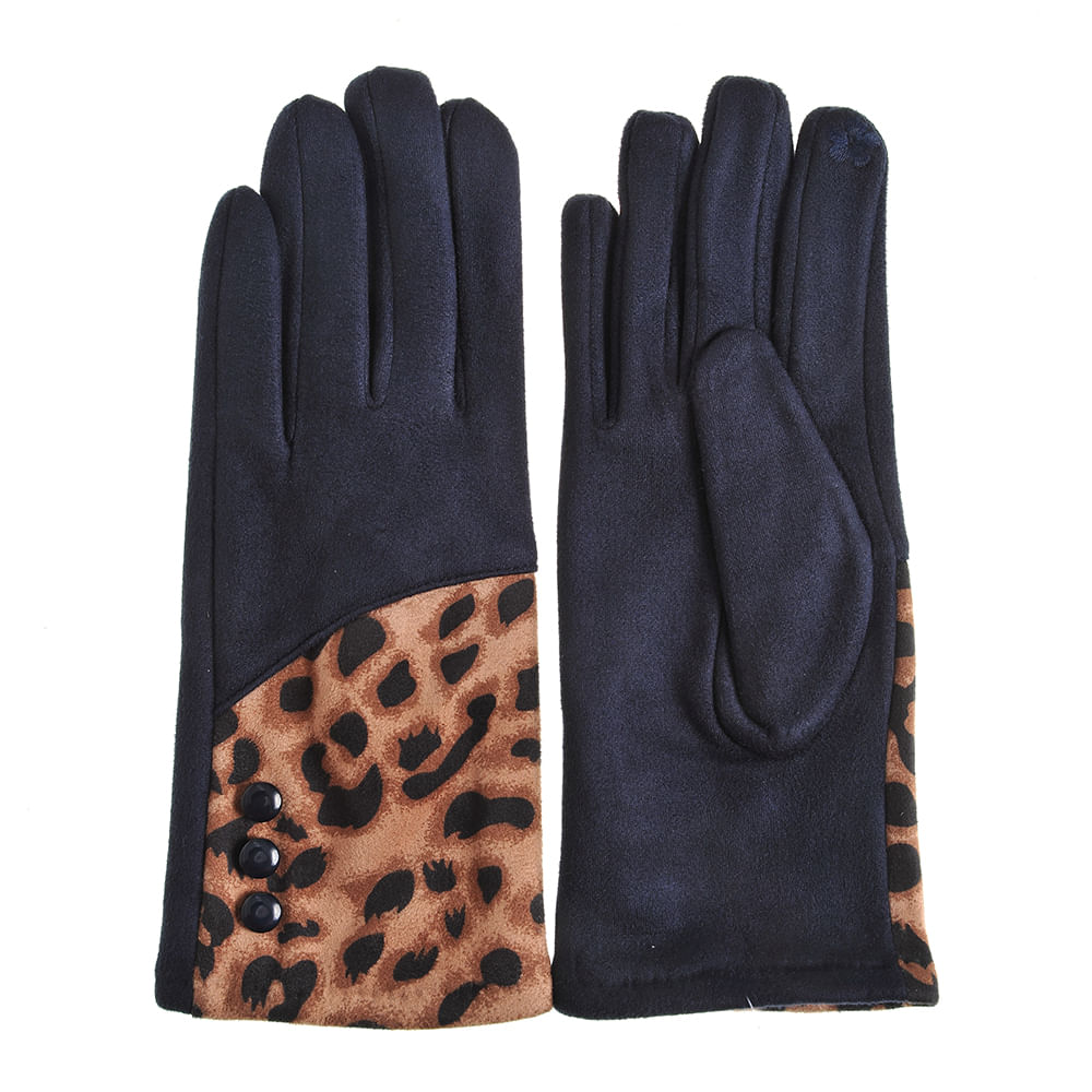 Manusi bleumarin cu model animal print - 2 | YEO