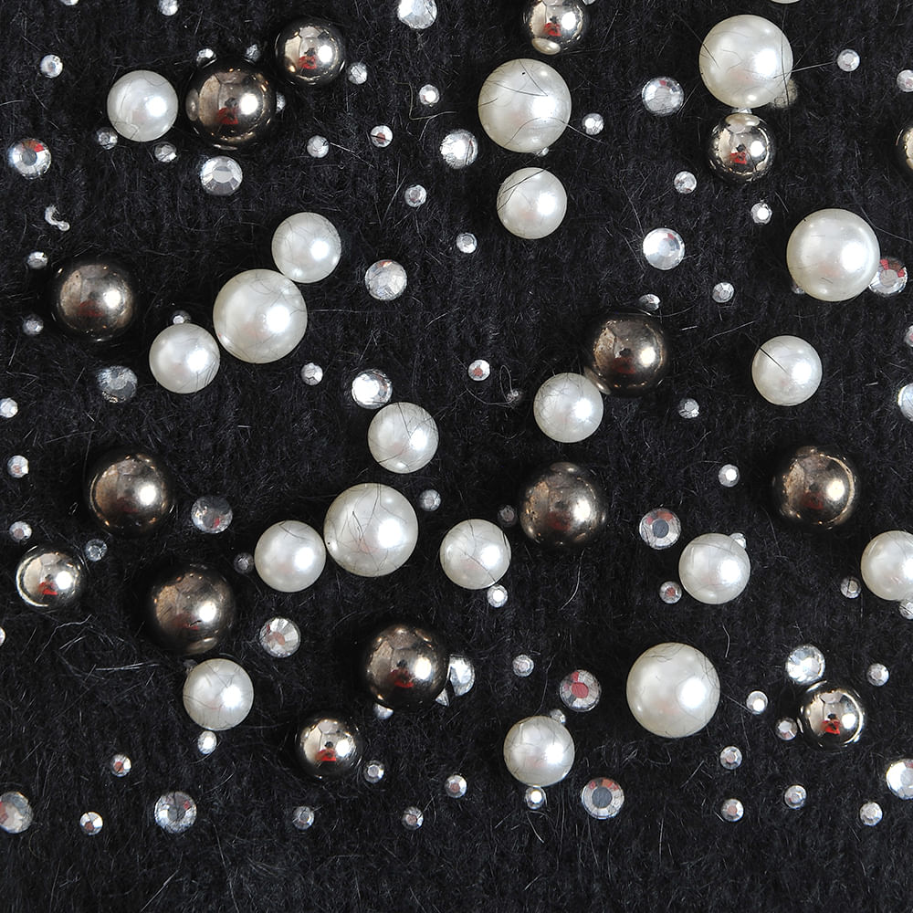 Manusi negre cu perle acrilice image1