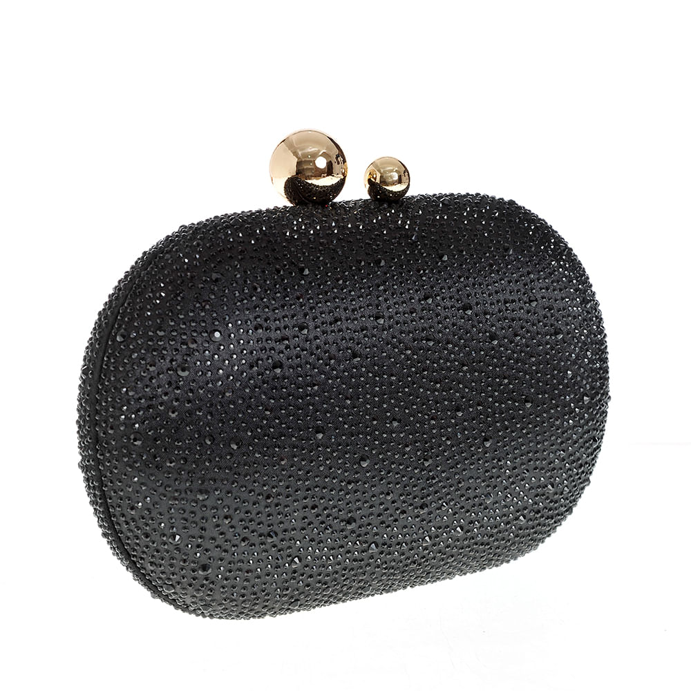 Clutch negru cu pietre acrilice - 1 | YEO