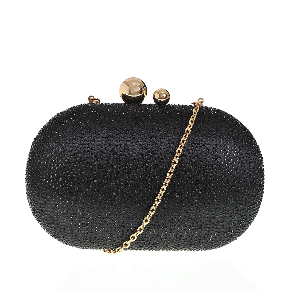 Clutch negru cu pietre acrilice - 2 | YEO