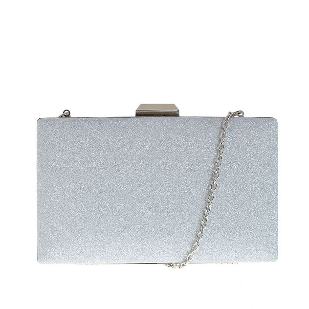 Geanta plic argintie cu sclipici