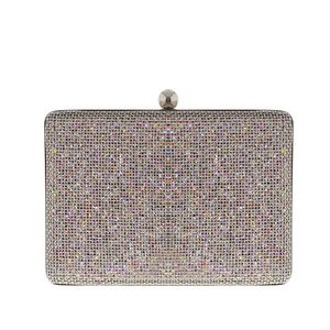 Geanta plic argintie cu pietre multicolore