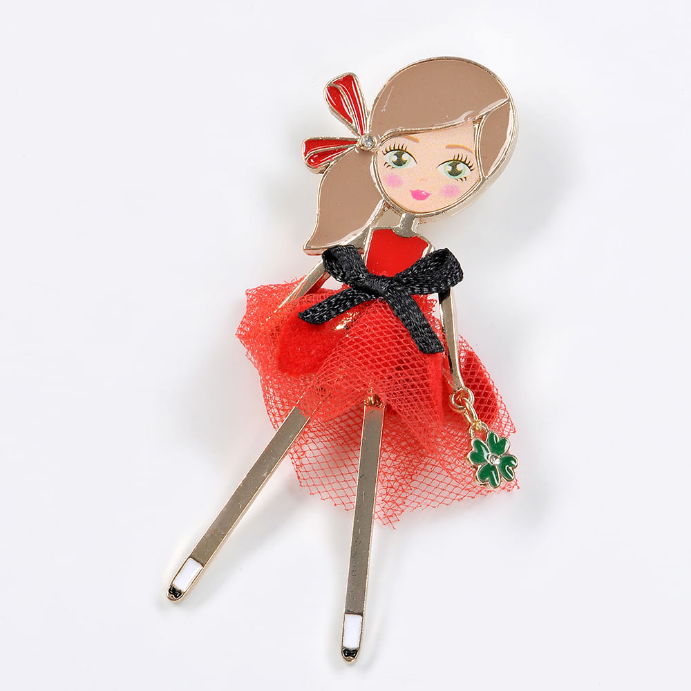 Brosa martisor fetita cu fusa rosie - 1 | YEO