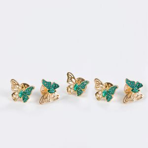 Set 5 brose fluture cu pietre verzi