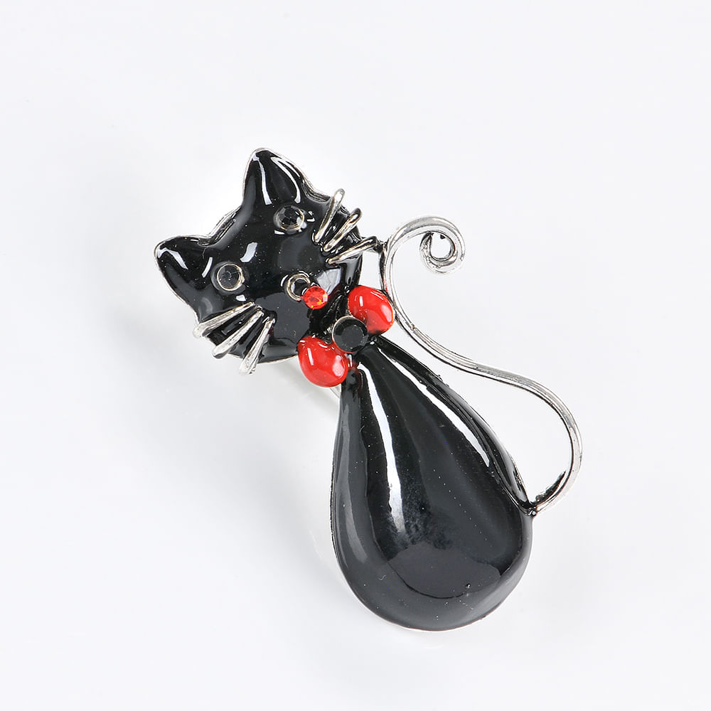 Brosa martisor pisica neagra cu papion - 1 | YEO