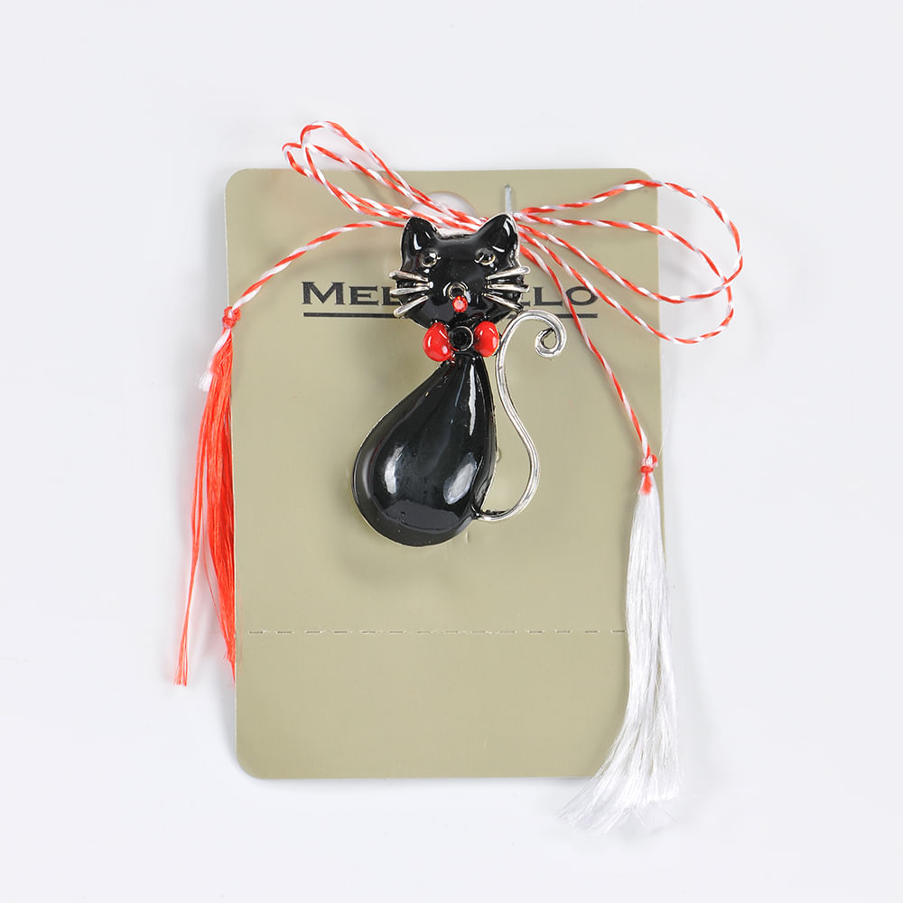 Brosa martisor pisica neagra cu papion - 3 | YEO