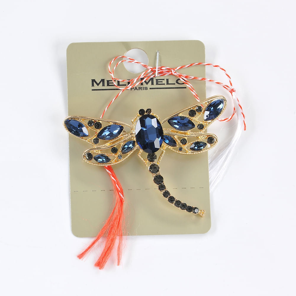 Brosa martisor libelula cu pietre bleumarin - 3 | YEO