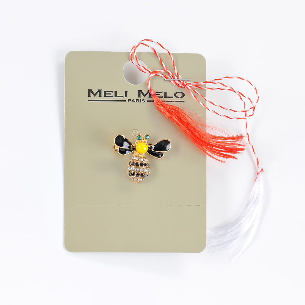 Brosa martisor albina cu pietre negre - 3 | YEO