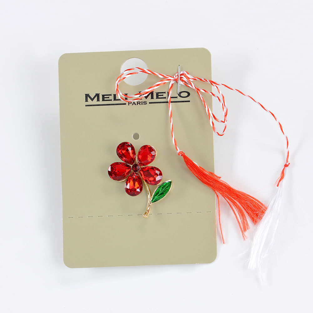 Brosa martisor floare rosie - 3 | YEO