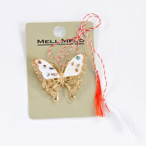 Brosa martisor fluture cu aripi albe