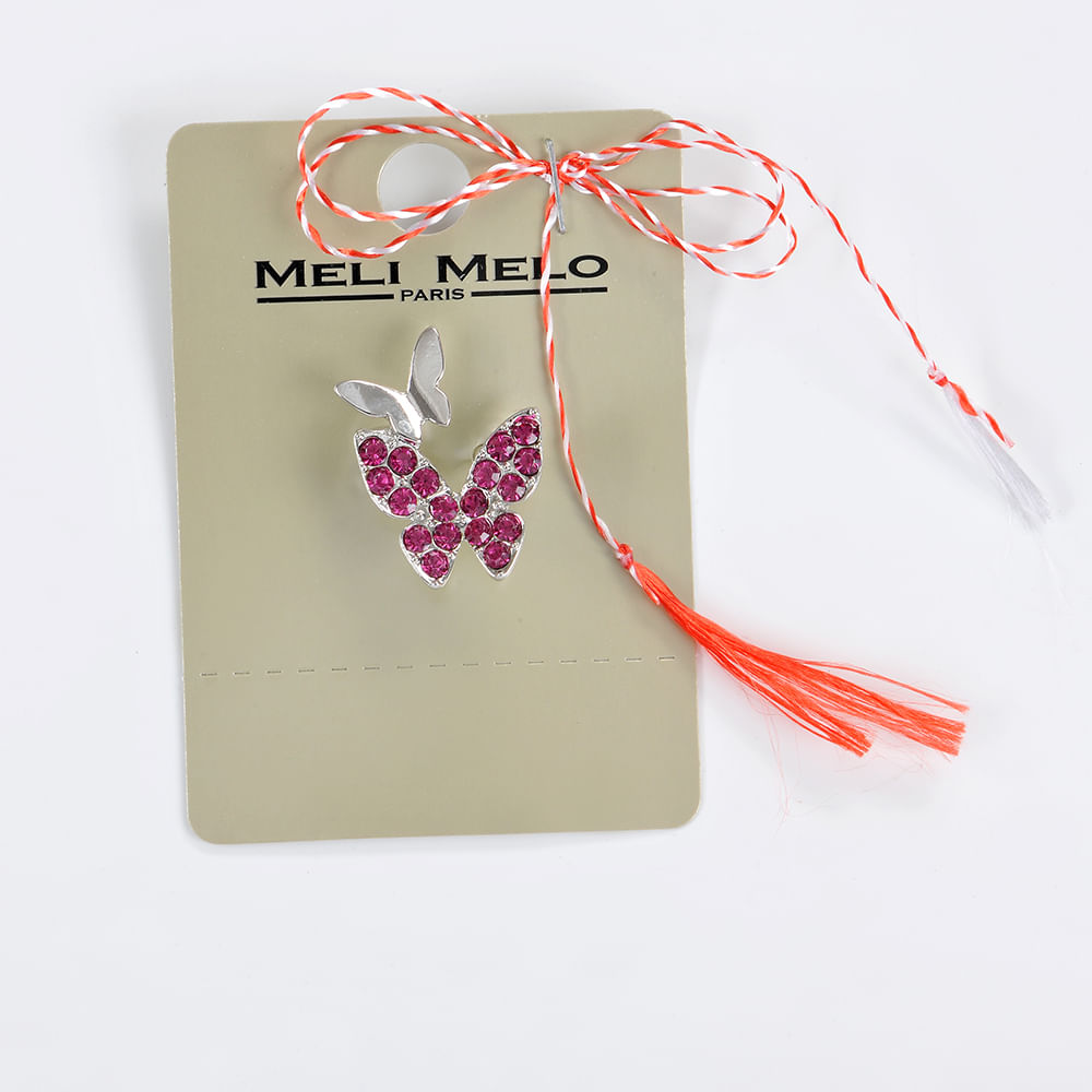 Brosa martisor fluturi cu pietre roz - 3 | YEO