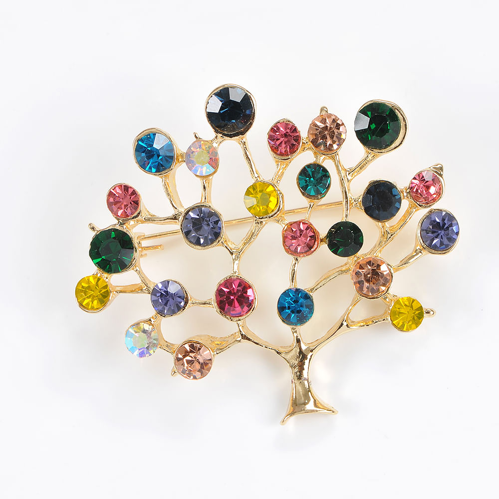 Brosa martisor copac cu pietre multicolore Brosa