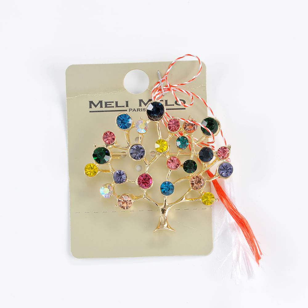 Brosa martisor copac cu pietre multicolore - 3 | YEO