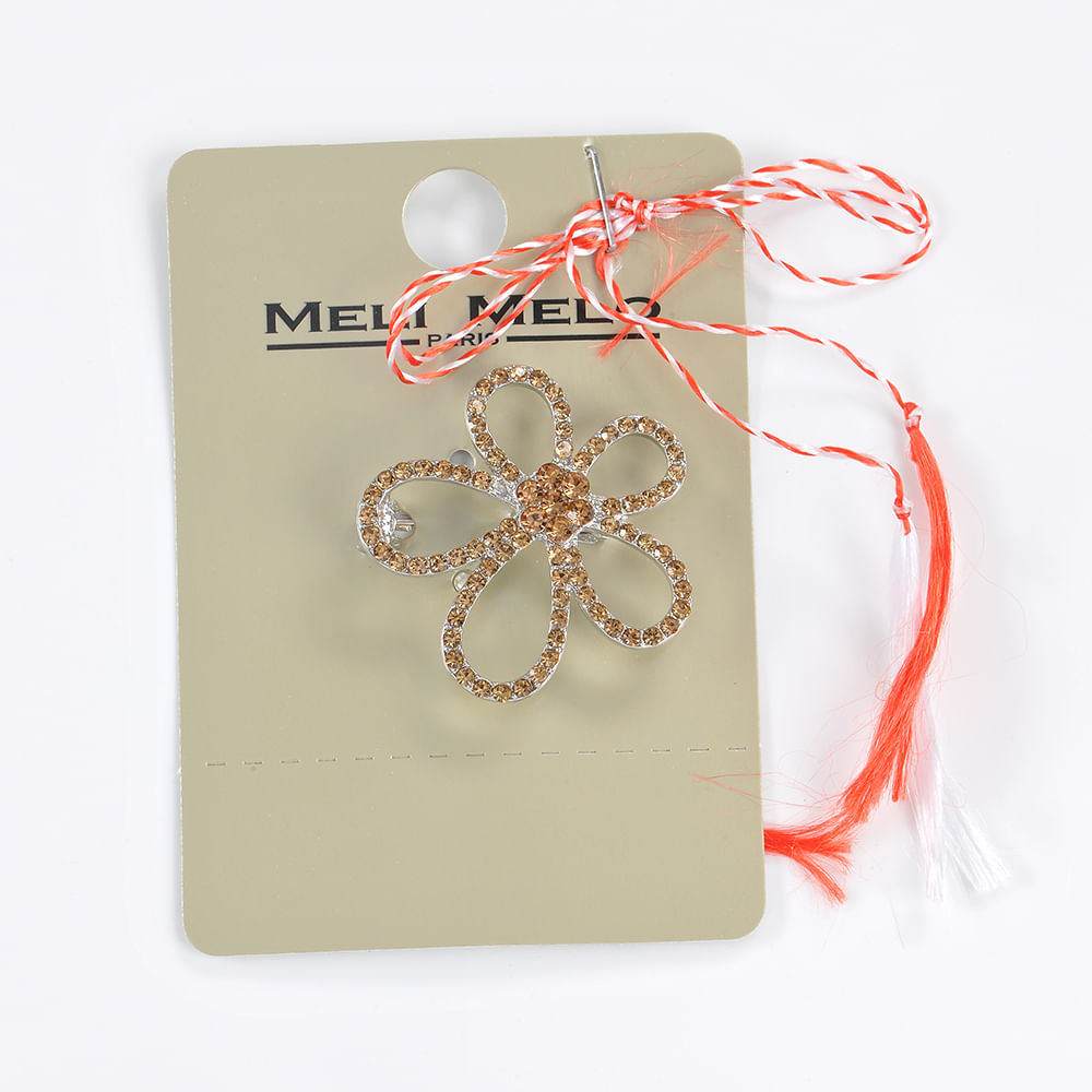 Brosa martisor floare cu pietre bej - 3 | YEO