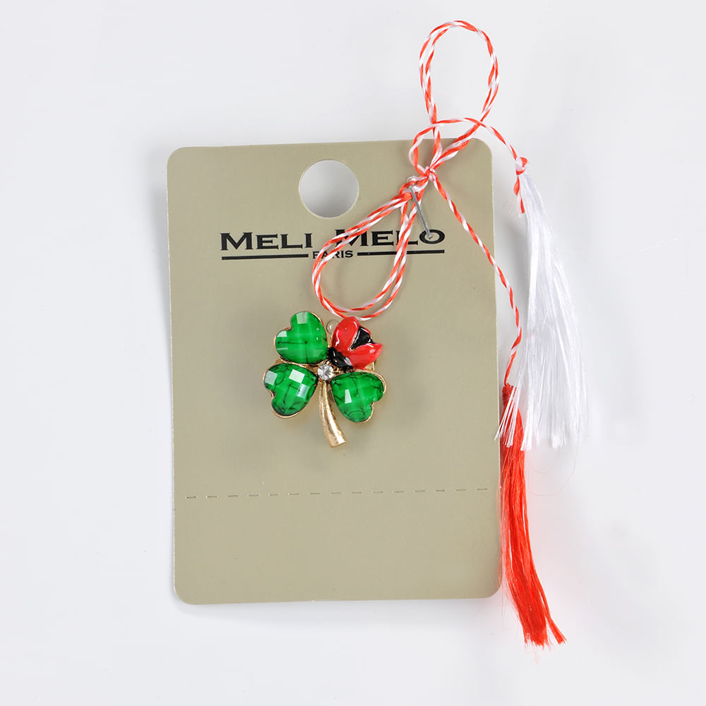 Brosa martisor trifoi verde cu buburuza - 3 | YEO