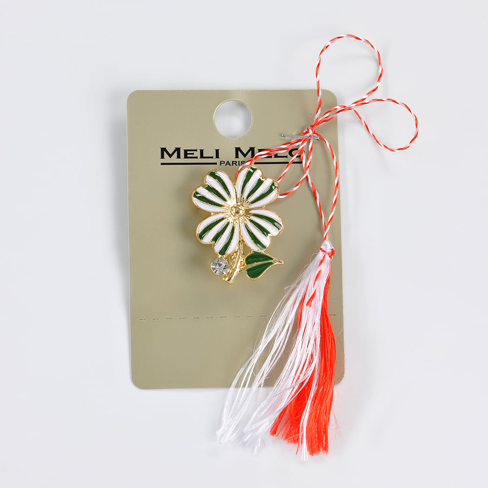 Brosa martisor floare cu dungi verzi - 3 | YEO